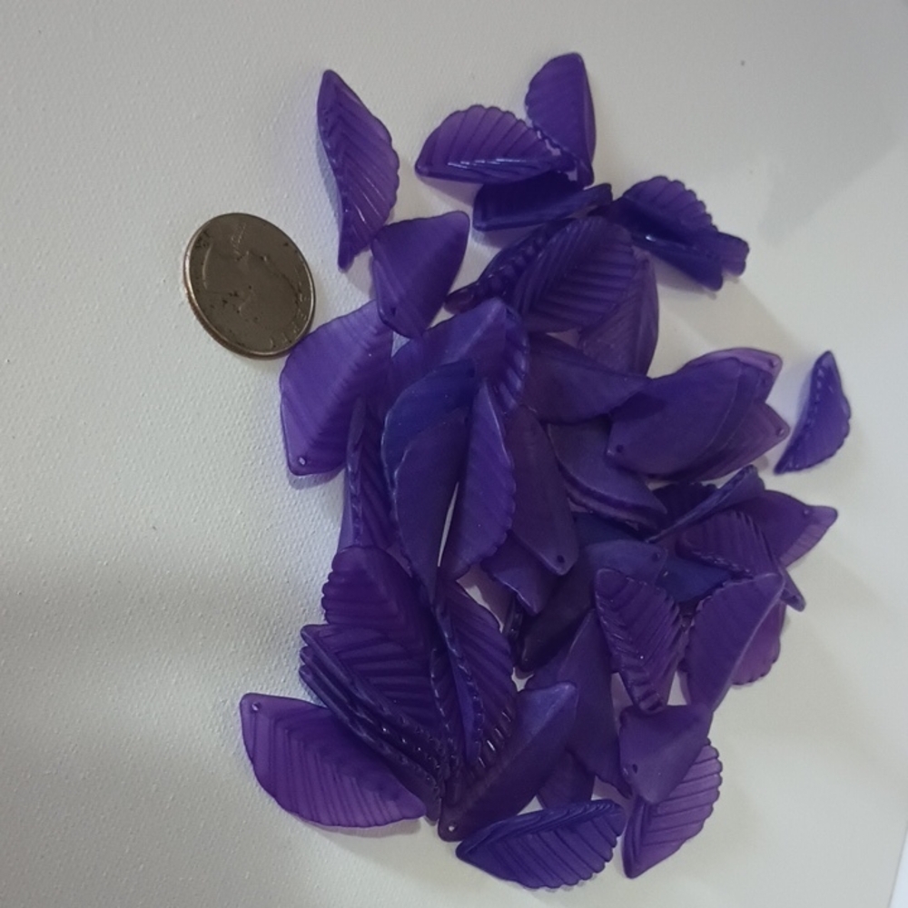 Purple Leaf Acrylic Beads - Lot of Decorative Leaves